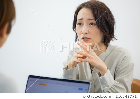 A woman in great trouble asking for advice 116342751