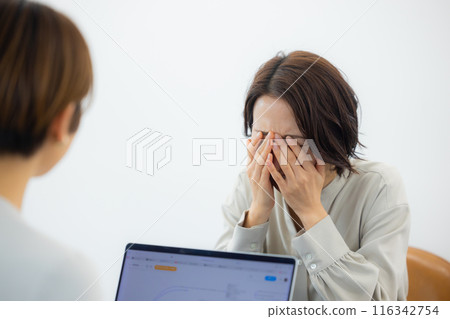 A woman in great trouble asking for advice 116342754