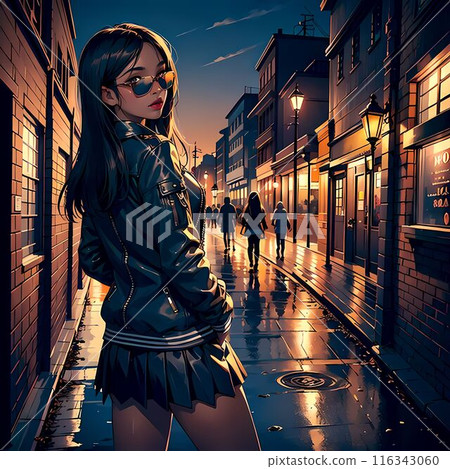 A woman walking in the city 116343060