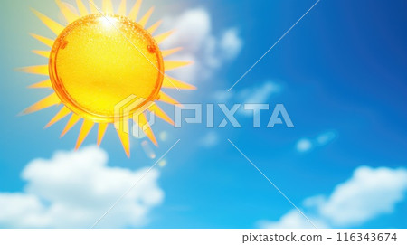 Blazing summer heat - show heat wave, high summer temperatures, scorching sun, abnormal heat wave - highlight intense heat of summer, with soaring temperatures and the effects of abnormal heat waves 116343674
