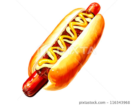 Chili dog (with mayonnaise and mustard) 116343968