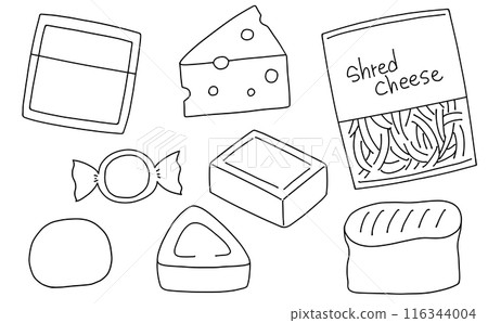 Loose and simple cheese set - line drawing 116344004