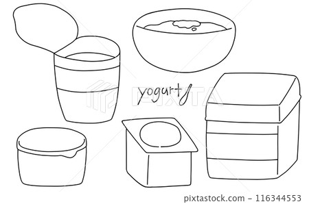 Loose and simple yogurt set line drawing Loose and simple yogurt set line drawing 116344553