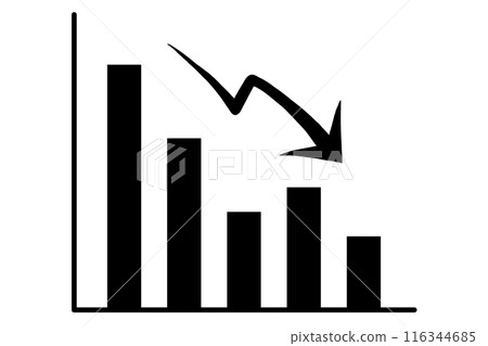 向下箭頭和黑色圖表 116344685