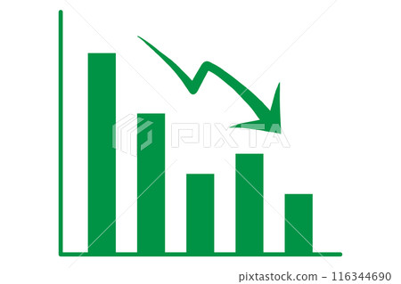 向下箭頭和綠色圖表 向下箭頭和綠色圖表 116344690