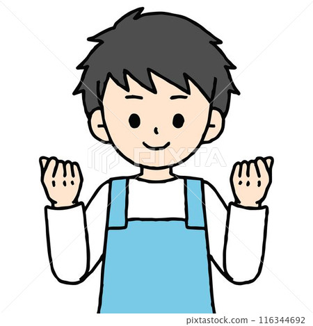 一位男托兒所老師正在做拳頭泵 116344692