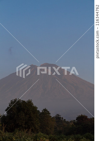 view of Mount Rinjani in the morning from the village view of Mount Rinjani in the morning from the village 116344762