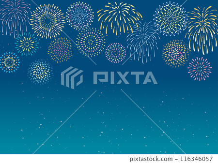 Illustration of a large firework exploding into the night sky 02 116346057