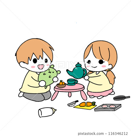 Boys and girls playing house 116346212