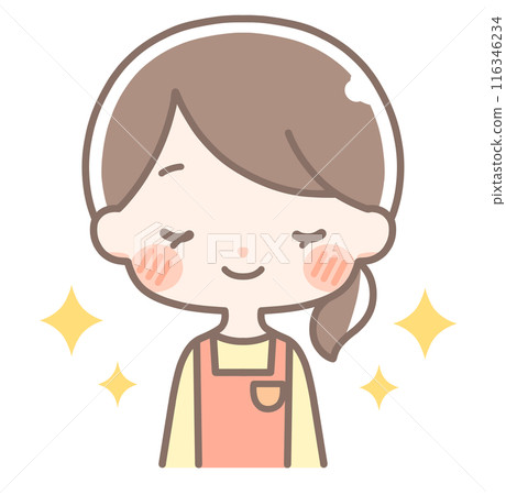 Upper body | Sparkling female illustration | Apron 116346234