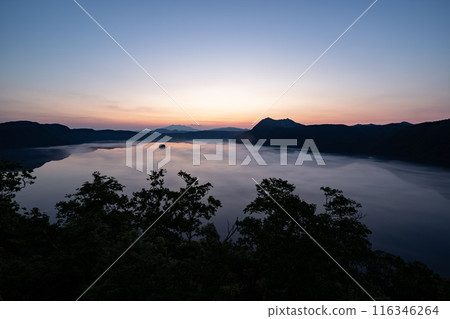 Lake Mashu in the morning glow 116346264