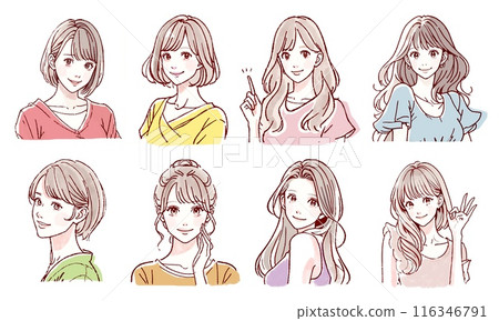 Illustration material set of women and girls 116346791