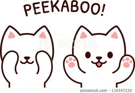 Cute cartoon cat playing Peekaboo Cute cartoon cat playing Peekaboo 116347220