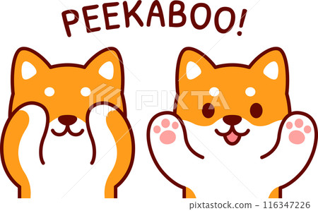 Cute cartoon dog playing Peekaboo Cute cartoon dog playing Peekaboo 116347226