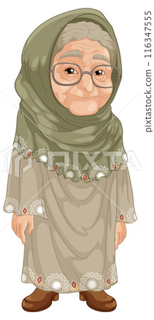 Elderly Woman in Traditional Attire 116347555