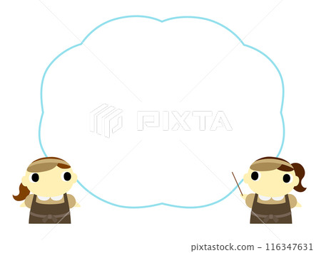 Fast food clerk giving directions (classic color) speech bubble 116347631