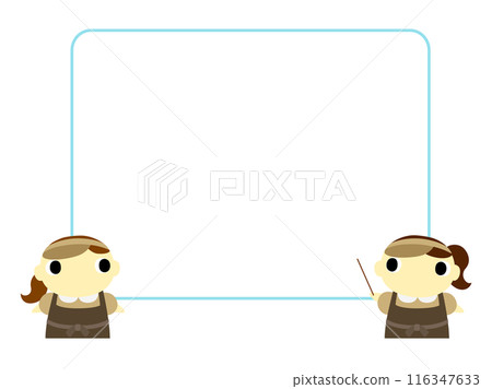Fast food clerk giving directions (classic color) Square frame 116347633