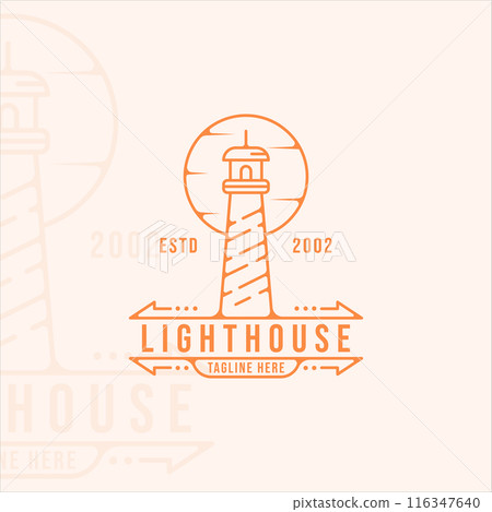 lighthouse logo line art simple minimalist vector illustration template icon graphic design 116347640