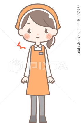 Full body | Surprised female store clerk illustration | Apron 116347922