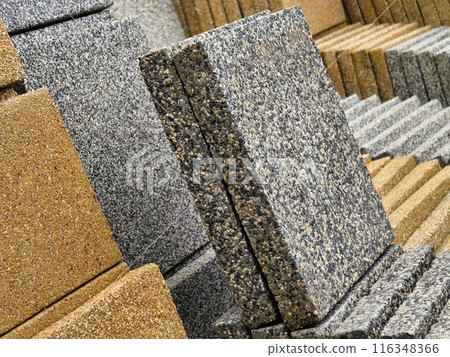 A collection of concrete tile is arranged on one another 116348366