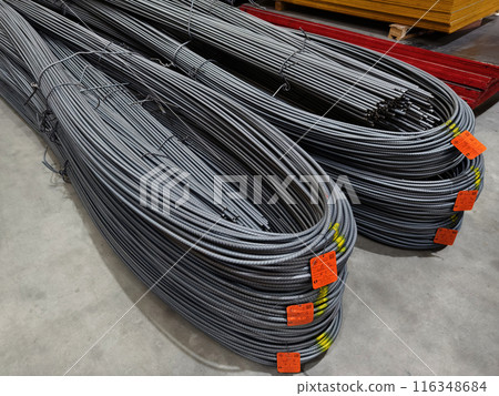 Background of metal bars at the construction warehouse 116348684