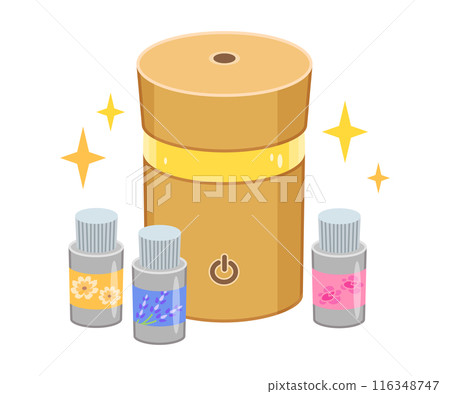 Illustration material of aroma diffuser and aroma oil (wooden, wood-like, yellow) 116348747