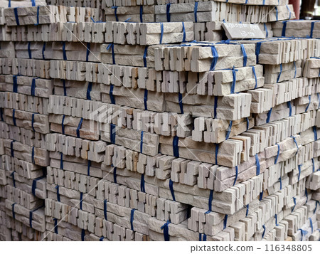 Brick stack tied with ropes for construction and building purposes Brick stack tied with ropes for construction and building purposes 116348805