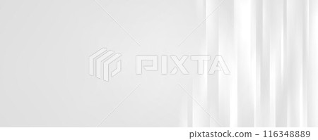 Grey gradient lines background. Abstract silver stripes wallpaper. Abstract gray tech backdrop. Vertical gris texture for graphic design, poster, banner, flyer, brochure, presentation, leaflet. Vector 116348889