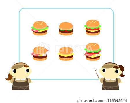 店員介紹漢堡菜單（經典色）方格 116348944