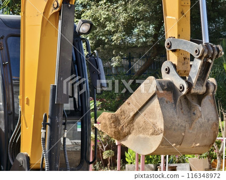 Large excavator are working at the construction site 116348972