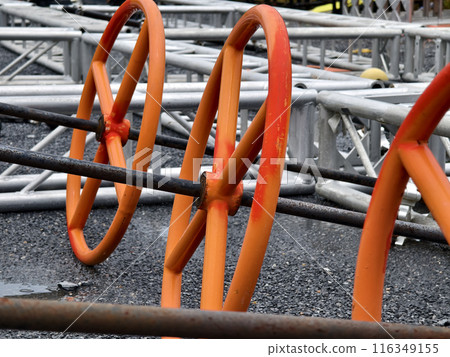 Wheels on a metal structure for stage mounting Wheels on a metal structure for stage mounting 116349155