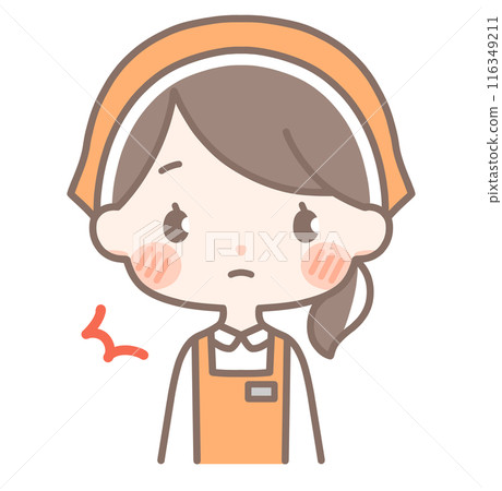 上身|驚訝的女店員插畫| 116349211