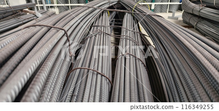 Background of metal bars at the construction warehouse 116349255