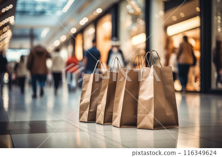 Shopping bags are on the floor in a mall Shopping bags are on the floor in a mall 116349624