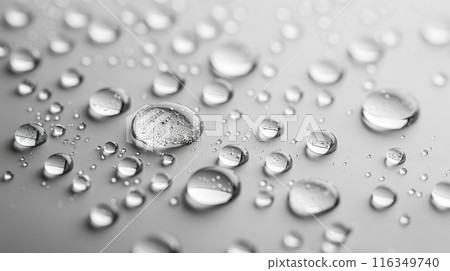 A close up of water droplets on a surface 116349740
