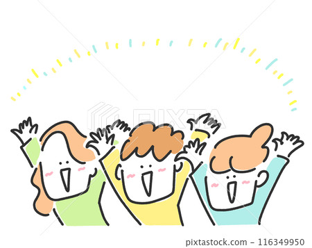 人們興奮地舉手，歡呼，歡呼，音樂會，快樂 116349950