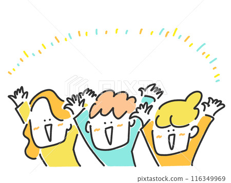 People raising their hands in excitement, cheering, concert, happy 116349969