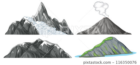 Mountain and Volcano Vector Illustrations 116350076