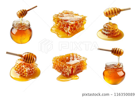 Honey Collection Bundle Set Isolated on a Transparent Background 116350089