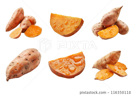Sweet Potato Collection Bundle Set Isolated on a Transparent Background 116350118