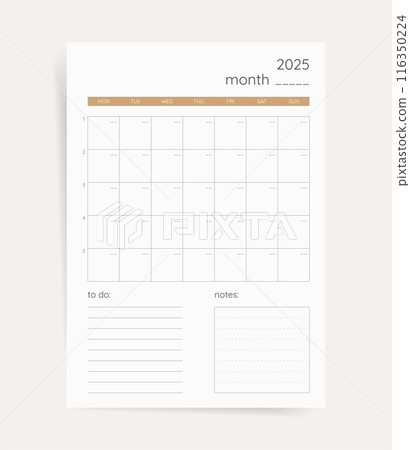 Monthly Planner 2025: Simple Template for Organizing Tasks and Notes 116350224