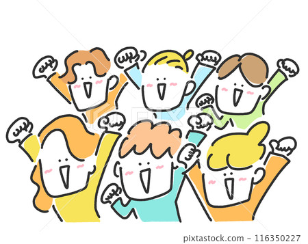 人們舉起拳頭，為現場觀眾熱情歡呼 116350227