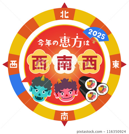 2025年（令和7年）節分/江方旗西南偏西羅盤插圖【紅魔、藍魔鬼】 116350924