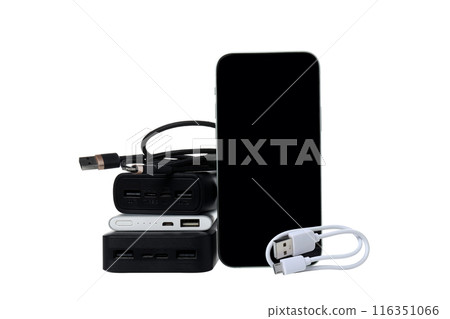 PNG,Power bank with a smartphone, isolated on white background PNG,Power bank with a smartphone, isolated on white background 116351066