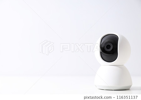 White surveillance camera on a light background White surveillance camera on a light background 116351137