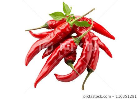 Red Cayenne chili pepper isolated on a white background 116351281