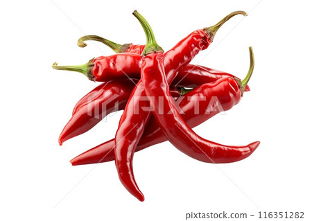 Red Cayenne chili pepper isolated on a white background 116351282