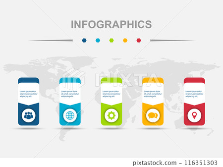 Infographic design template with 5 rounded rectangles badge Infographic design template with 5 rounded rectangles badge 116351303