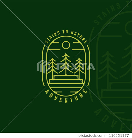 stairs outdoors logo line art simple minimalist vector illustration template icon graphic design.pines tree at nature panorama inside door abstract and creative sign and symbol with typography style stairs outdoors logo line art simple minimalist vector illustration template icon graphic design.pines tree at nature panorama inside door abstract and creative sign and symbol with typography style 116351377