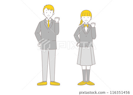 Male and female students doing a fist pump 116351456